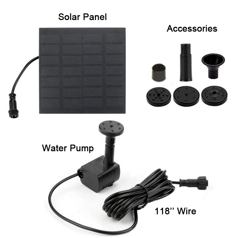 CYDZSW Solar Water Fountain Pump for Bird Bath,Solar Power Fish Pond Birdbath Outdoor Fountains,Solar Powered Bubbler Garden Pool Fountain Kit 7V/1.2W(Need Sunlight) - Image 2