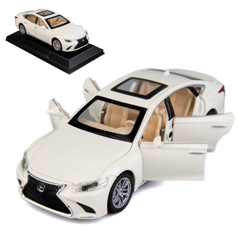 BDTCTK 132 Compatible for Lexus Ls500h Model Car Zinc Alloy Pull Back Toy car with Sound and Light for Kids Boy Girl GiftWhite - Image 3