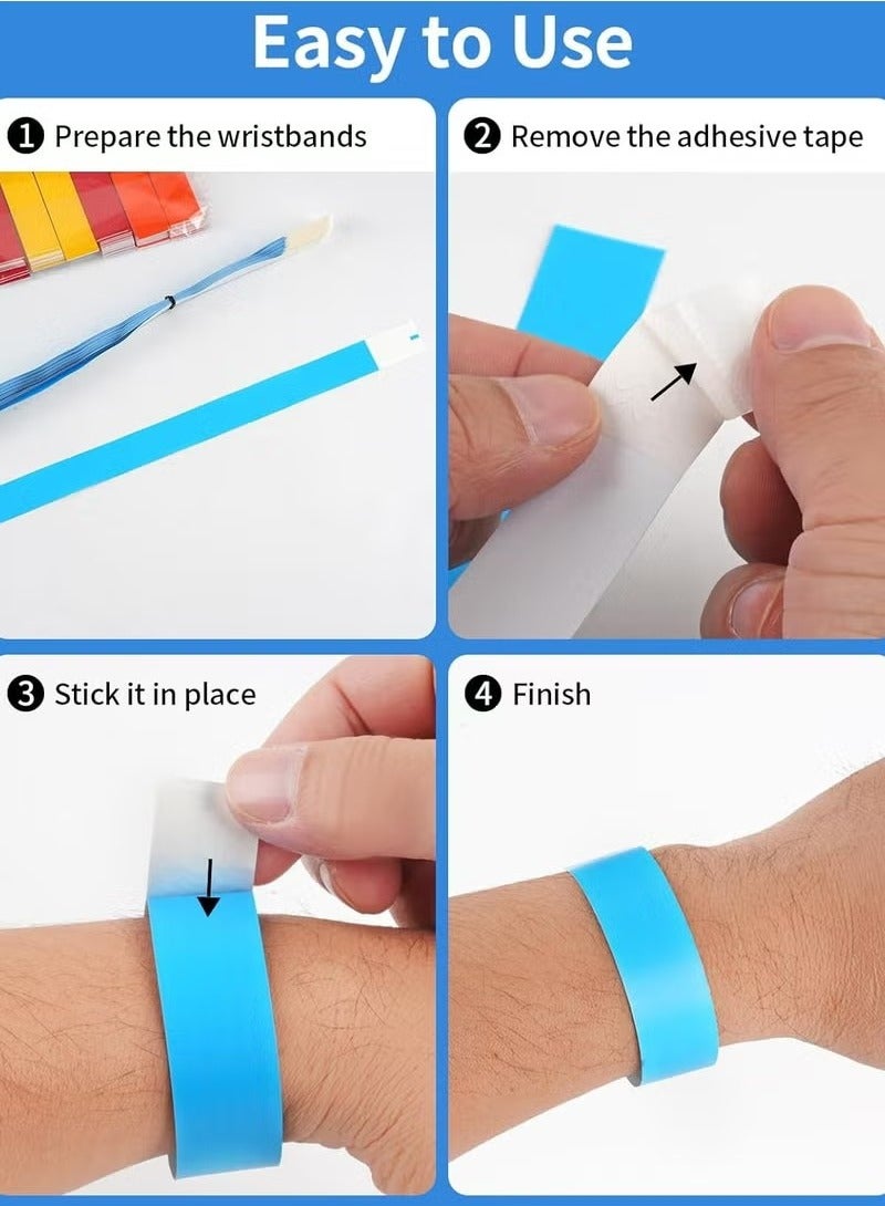 Unewshi Paper Wristbands for Events Colors 600 Counts Neon Wrist Bands Waterproof Arm Hand Lightweight Concert 0.79in Colored Bracelets Adhesive Party  - Image 5