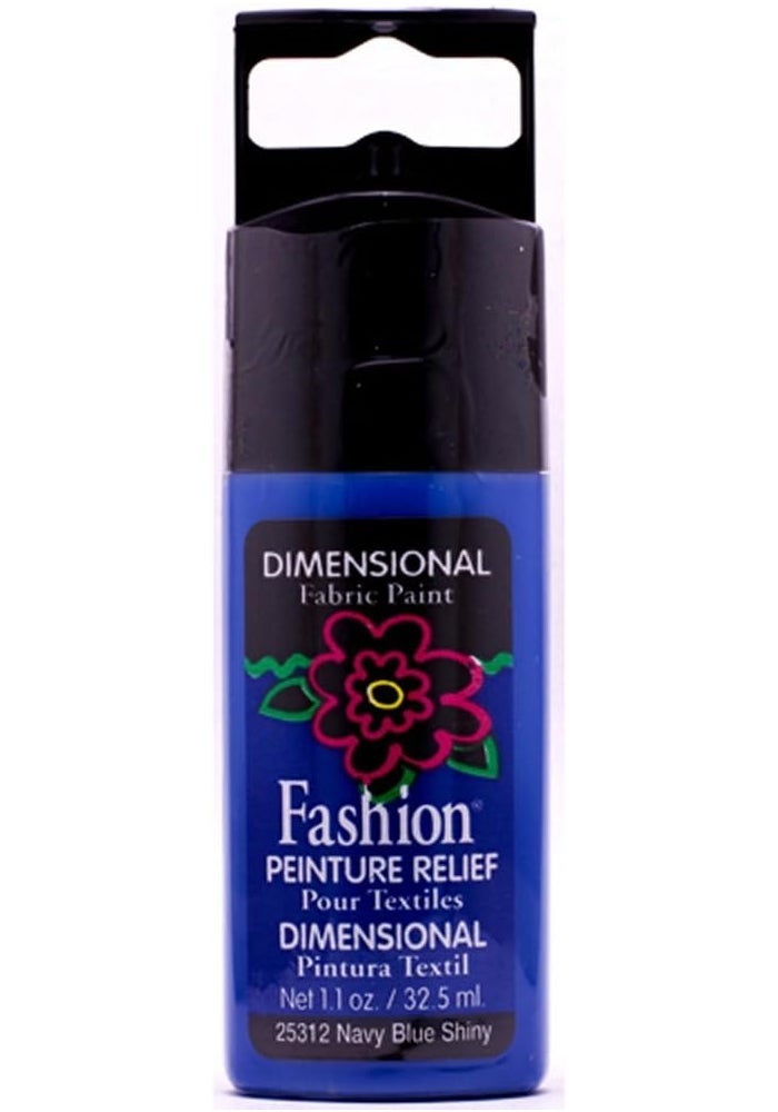 Plaid Fashion Dimensional Fabric Paint - Navy Blue, 1.1 Ounce