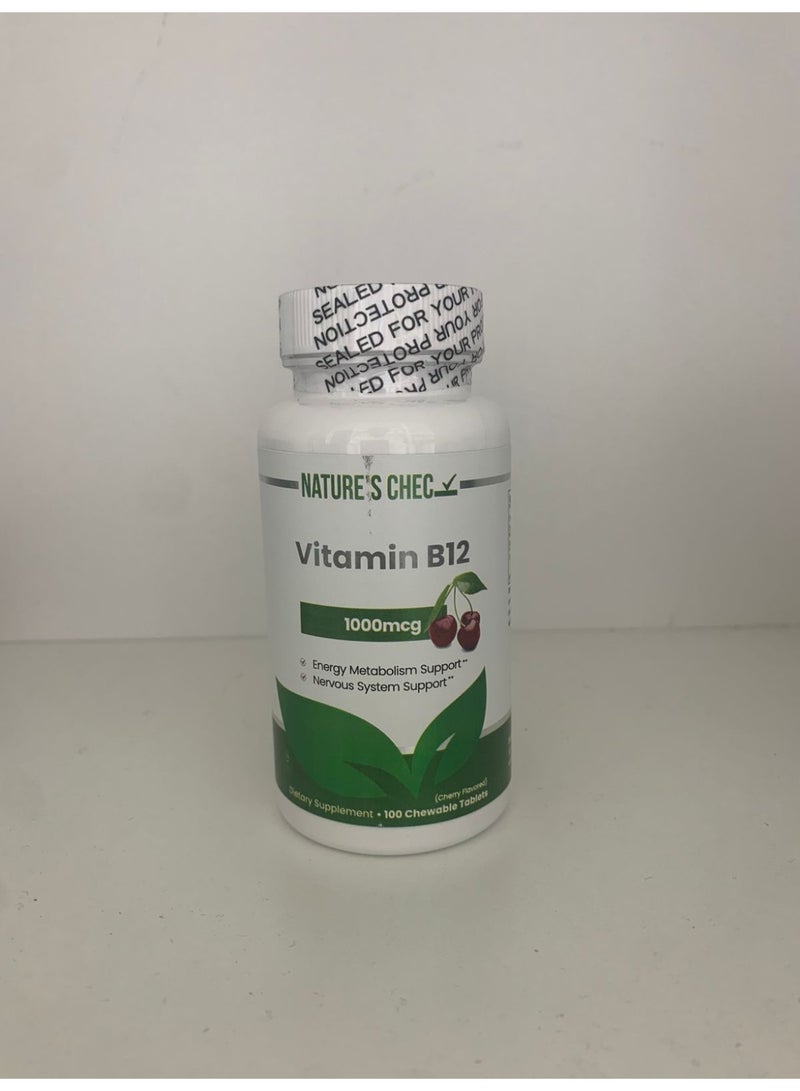 ناتشيورز_تشيك فيتامين ب12 1000 ميكروغرام 100 قرص قابل للمضغ