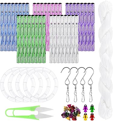 Glarks 65Pcs Colorful Wind Chime Kit Including 40Pcs 8cm 5 Colors Wind Chime Tubes, 15Pcs Mixed Color Bells, 4Pcs - Image 1