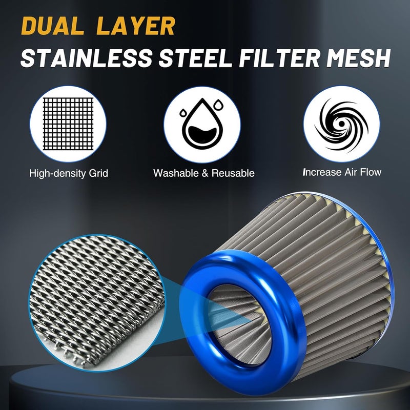 Tongze Upgraded 3 Inch Universal Cold Air Intake Filter Kit with Stainless Steel Filter and Aluminum Alloy Pipe - Image 2