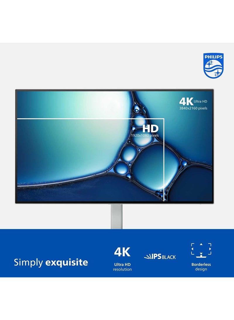 فيليبس Creator Series 27E2F7901 27" 4K UHD IPS Black Display, USB-C, Built-in KVM, Height Adjustable, Daisy Chain, PD 96W, MacBook/PC Compatible, 4-Year Advance Replacement White - Image 2