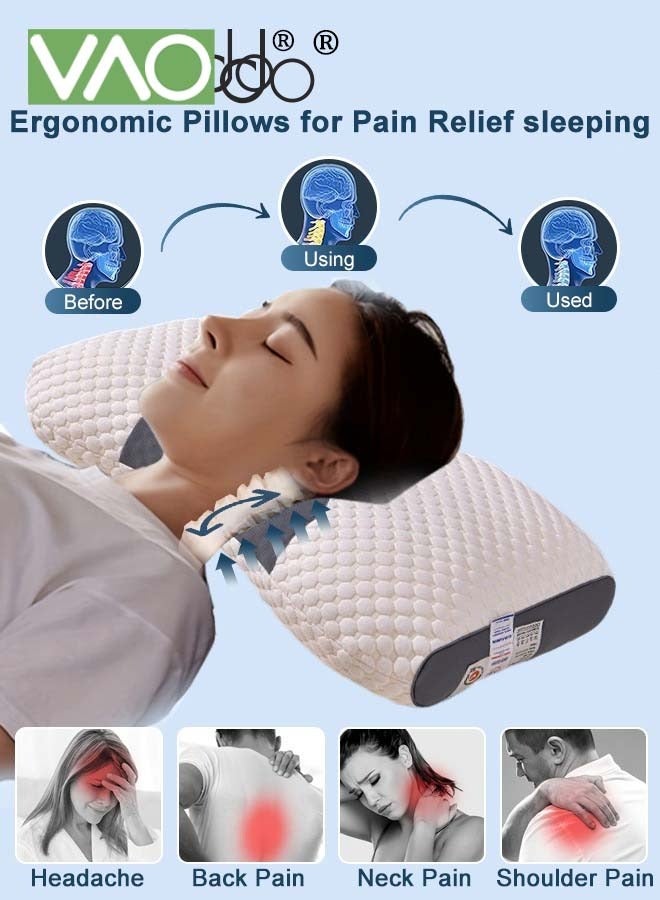 VAOdo Bed Pillow for Sleeping Ergonomic Cervical Contour Pillow for Side Back and Stomach Sleeper Pillow for Neck Shoulder Pain Neck Pillow  - Image 3