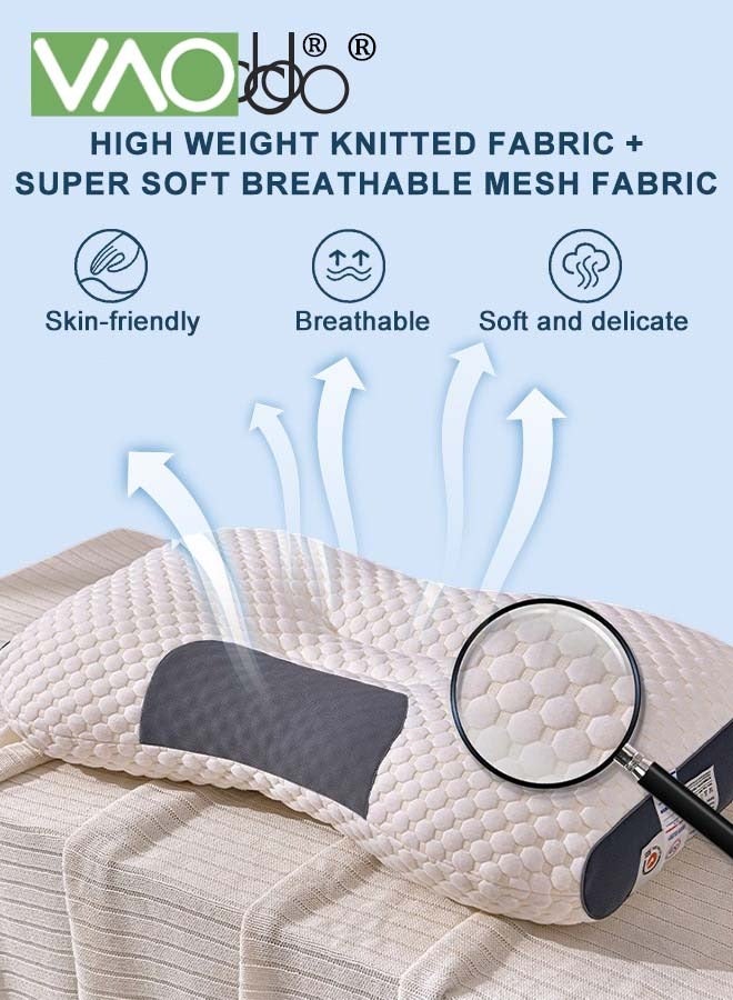 VAOdo Bed Pillow for Sleeping Ergonomic Cervical Contour Pillow for Side Back and Stomach Sleeper Pillow for Neck Shoulder Pain Neck Pillow  - Image 2