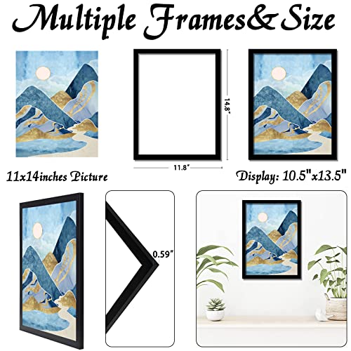 keibiubu Black Picture Frame, 11x14 Picture Frame for Photo Poster Canvas Certificate Document Display Horizontally or Vertically High Transparent Wall Gallery(Size 11 x 14 inches) - Image 3