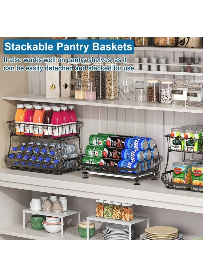 OKZEST 3 Tier Fruit Basket for Kitchen, Stackable Bins Wire Rack with Wheels, Fruit and Vegetable Storage Basket Pantry Food Snack Organizer Shelf, Kitchen Storage Cart for Onion and Potato, Produce - Image 3