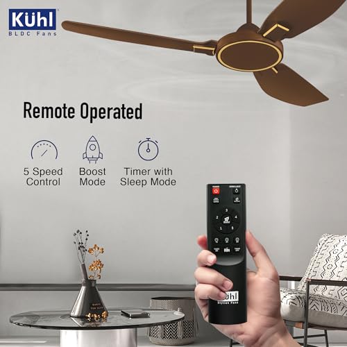KUHL Brise Plus E3 1320 mm 65% Power Saving BLDC Ceiling Fan | BEE 5 Star Rated & ISI Marked | 30W | High Air Flow | 5 Year Warranty | Brown| Free Installation - Image 3