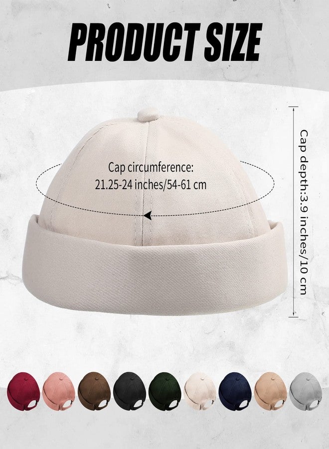 Vabean 12 Pieces Brimless Hat Docker Cap Adjustable Skull Caps for Men Women Rolled Cuff Brimless Beanie Hat, Assorted Color(Classic Color) - Image 2