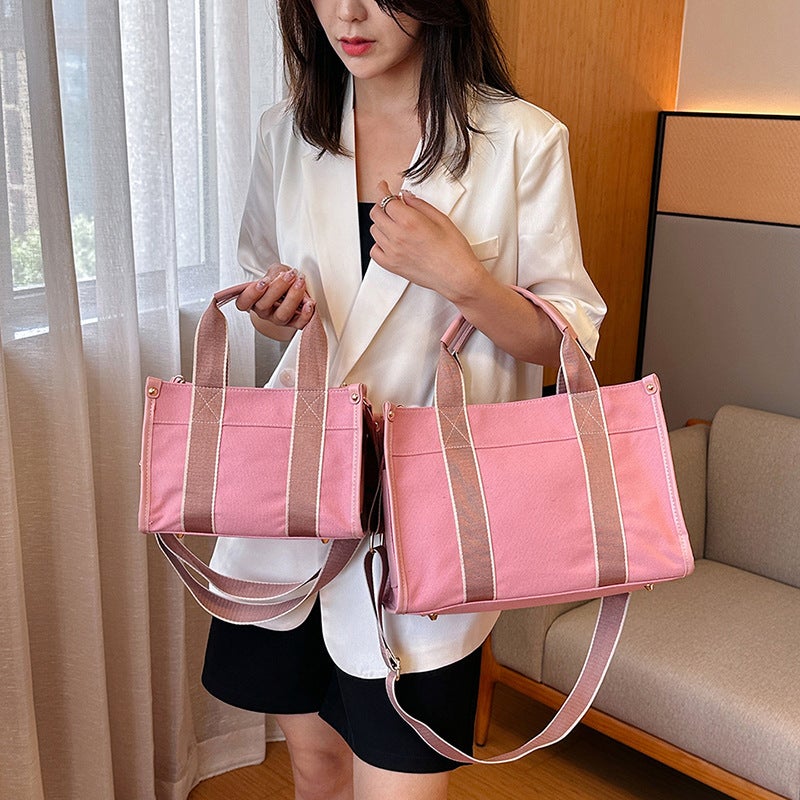 Japanese And Korean Export Canvas Bags For Women 2025 Trendy Fashion Handbags Niche Color-Blocking Commuter Shoulder Crossbody Bags Handbags - Image 3