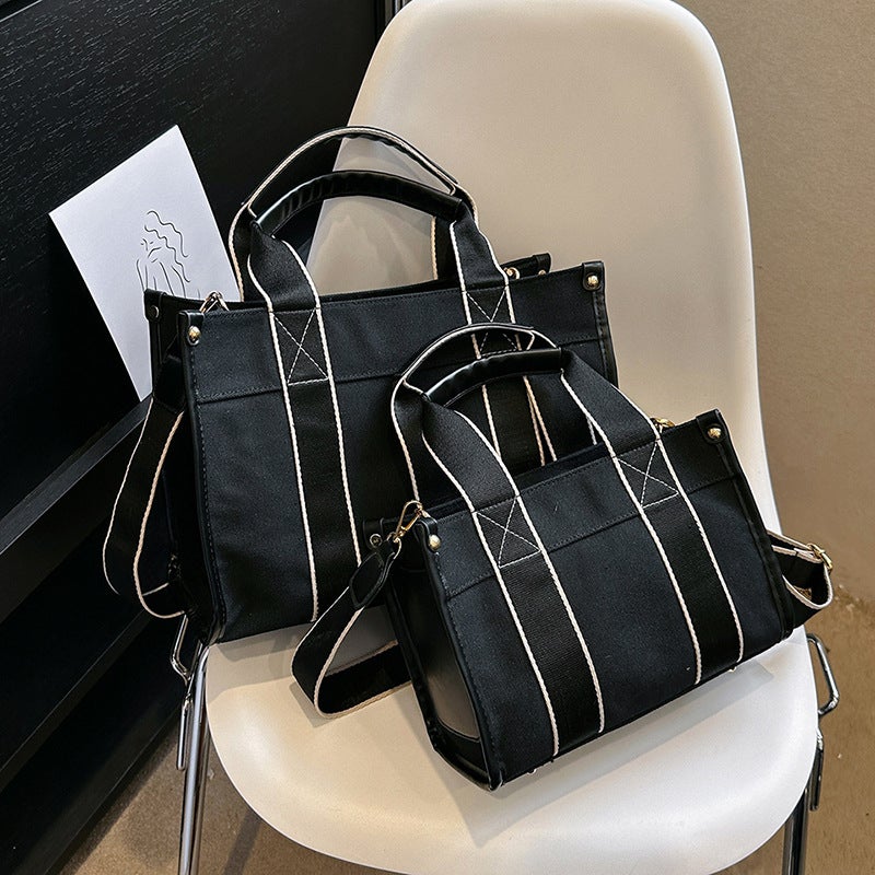 Japanese And Korean Export Canvas Bags For Women 2025 Trendy Fashion Handbags Niche Color-Blocking Commuter Shoulder Crossbody Bags Handbags - Image 4