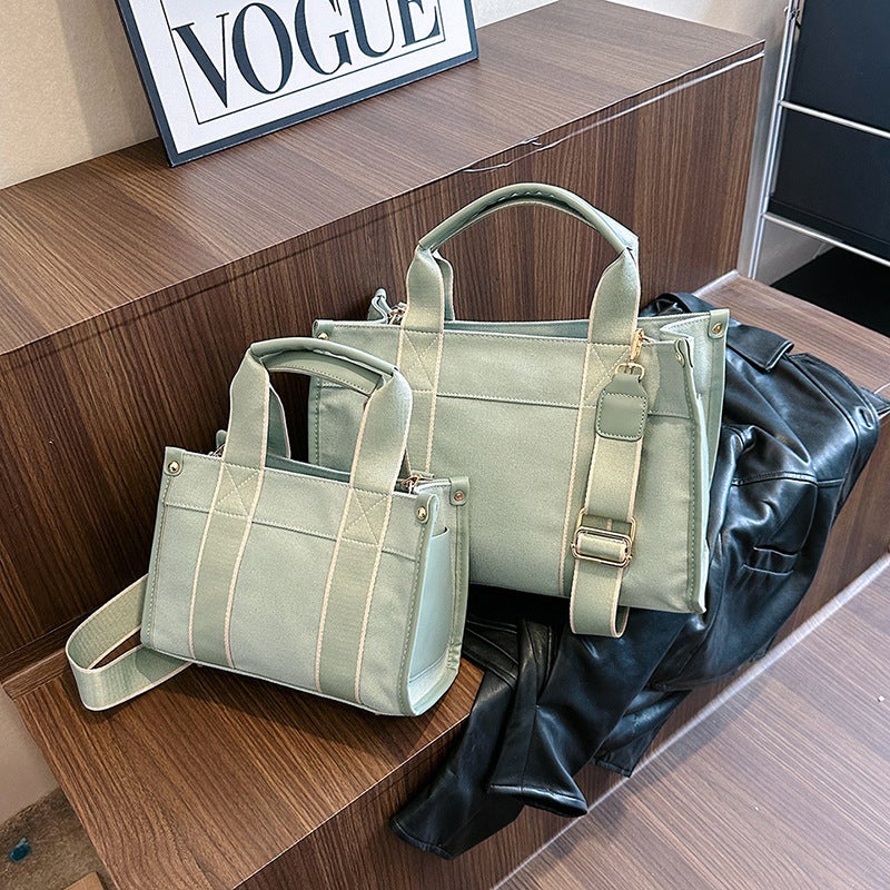 Japanese And Korean Export Canvas Bags For Women 2025 Trendy Fashion Handbags Niche Color-Blocking Commuter Shoulder Crossbody Bags Handbags - Image 5