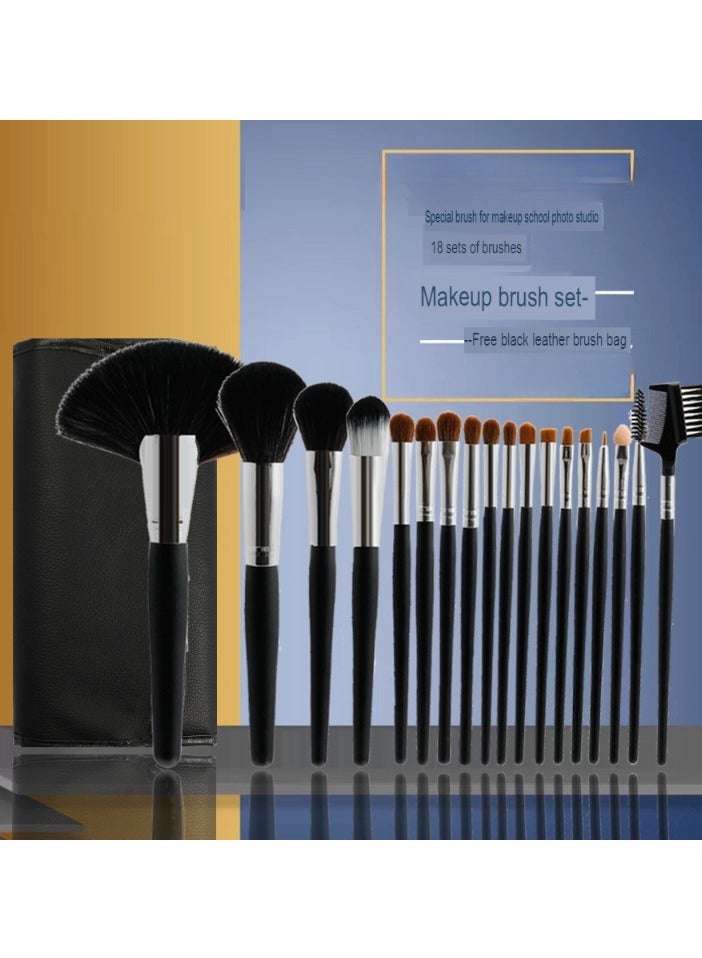 AROAQ 24pc Makeup Brushes Set With Bag, Wooden Handle Cruelty-free Synthetic Fiber Bristles Makeup Face Brushes, Powder Concealers Eye Shadows Blush Makeup Brushes, (Pink And Black 24 Pieces + Leather Bag) - Image 4