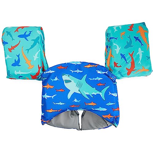 SwimWays Swim Trainer US Coast Guard Approved Life Vest Kids Swim Vest Arm Floaties Life Jackets for Kids 3355 lbs Shark - Image 1