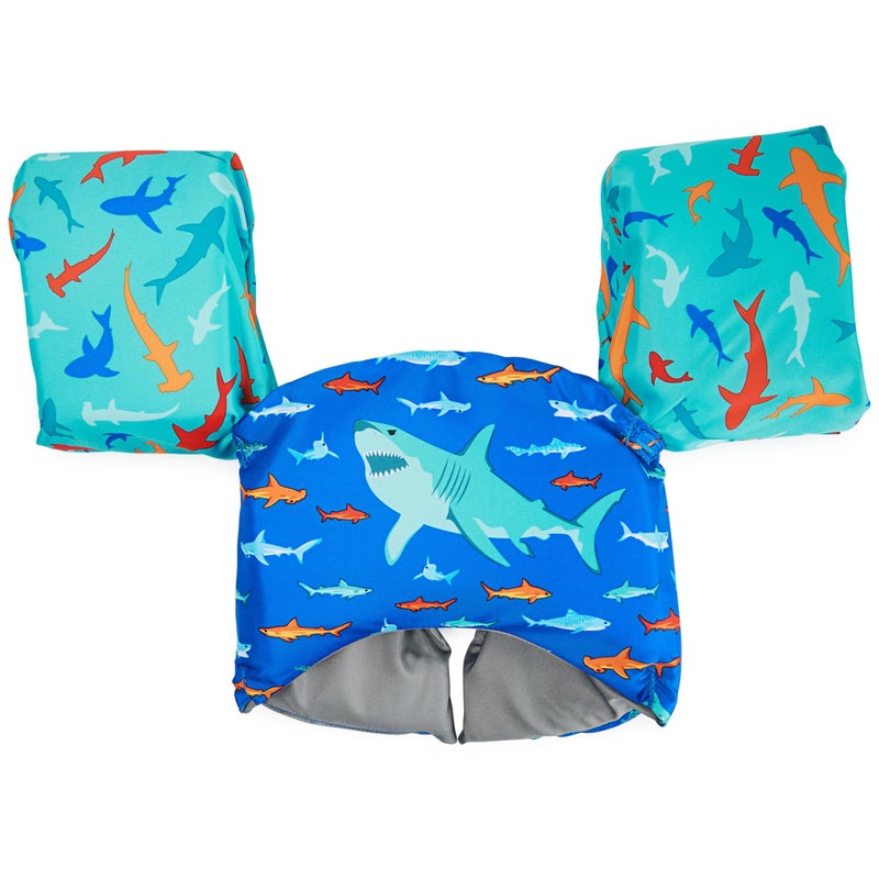 SwimWays Swim Trainer US Coast Guard Approved Life Vest Kids Swim Vest Arm Floaties Life Jackets for Kids 3355 lbs Shark - Image 2