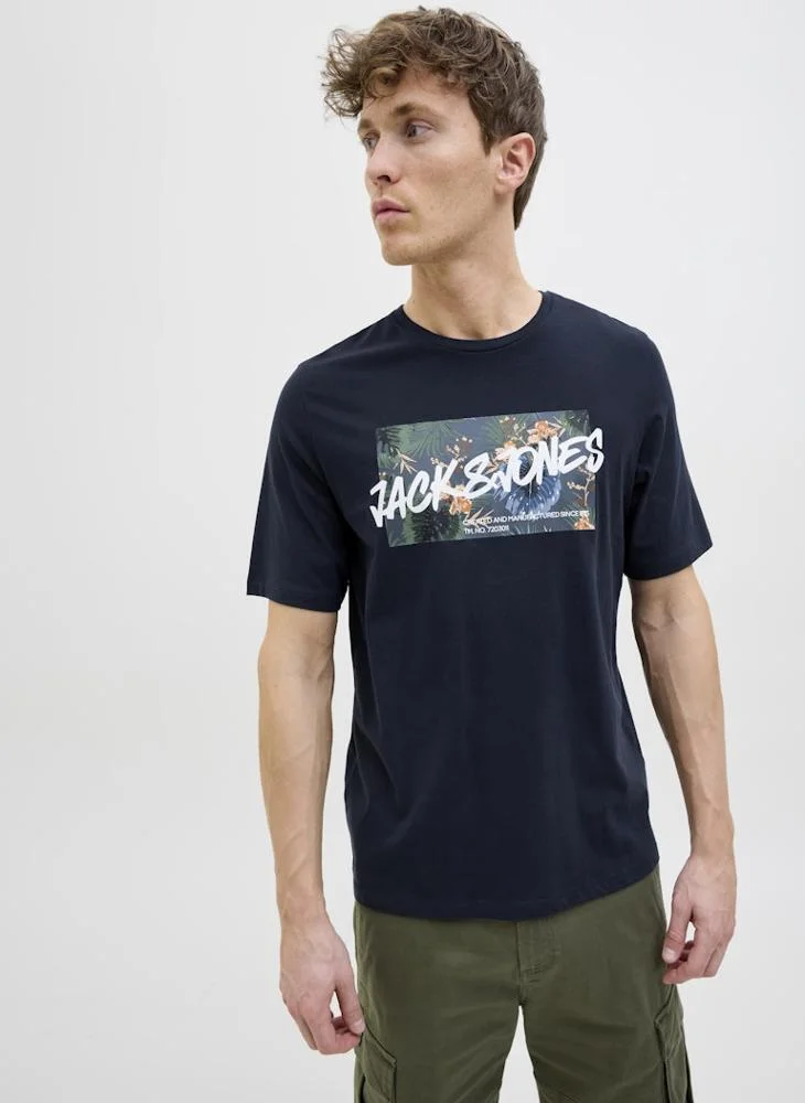 JACK & JONES Jjhawaii Hawaii Graphic Print Crew Neck T-Shirt