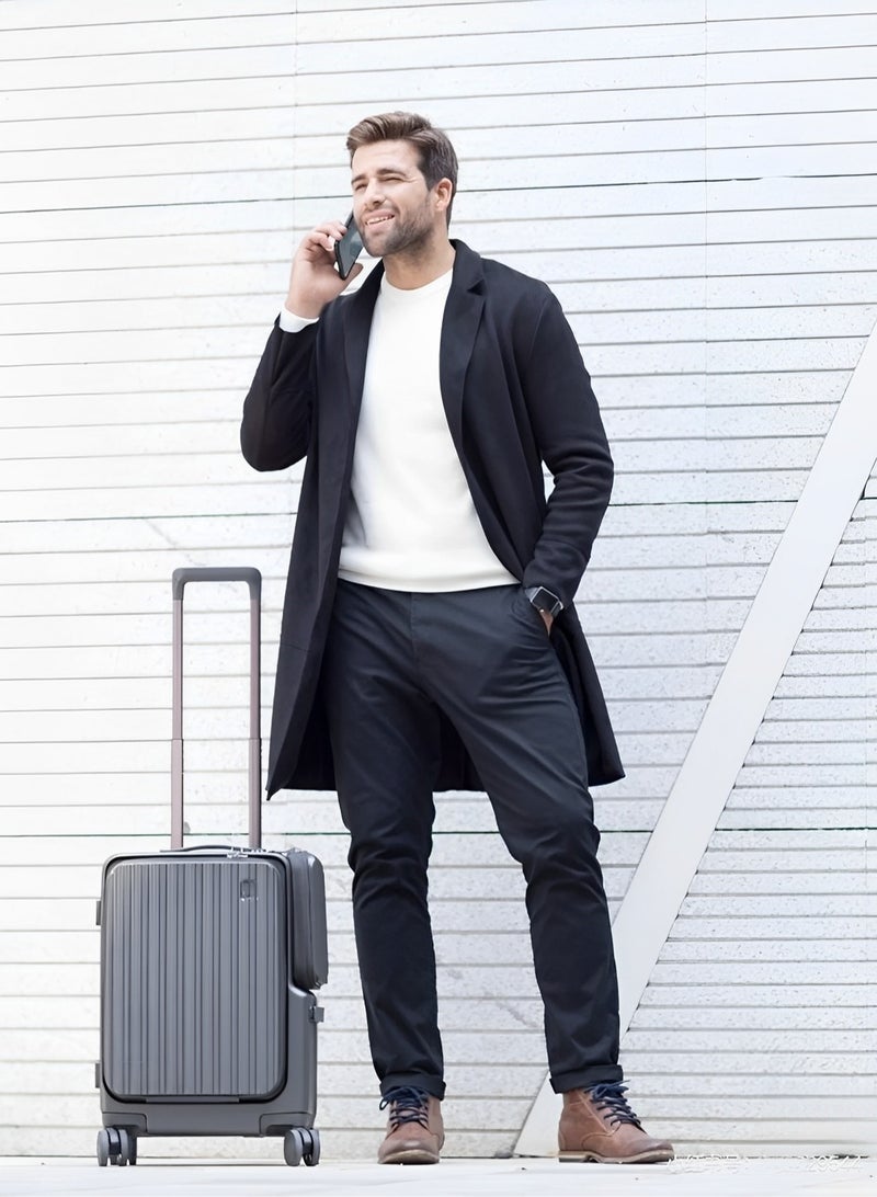 Skycare  Airline-Approved PC Carry-On Luggage - Lightweight Hardside Spinner Suitcase with TSA Lock, USB Charging, Front Pocket, and Cup Holder - Image 3