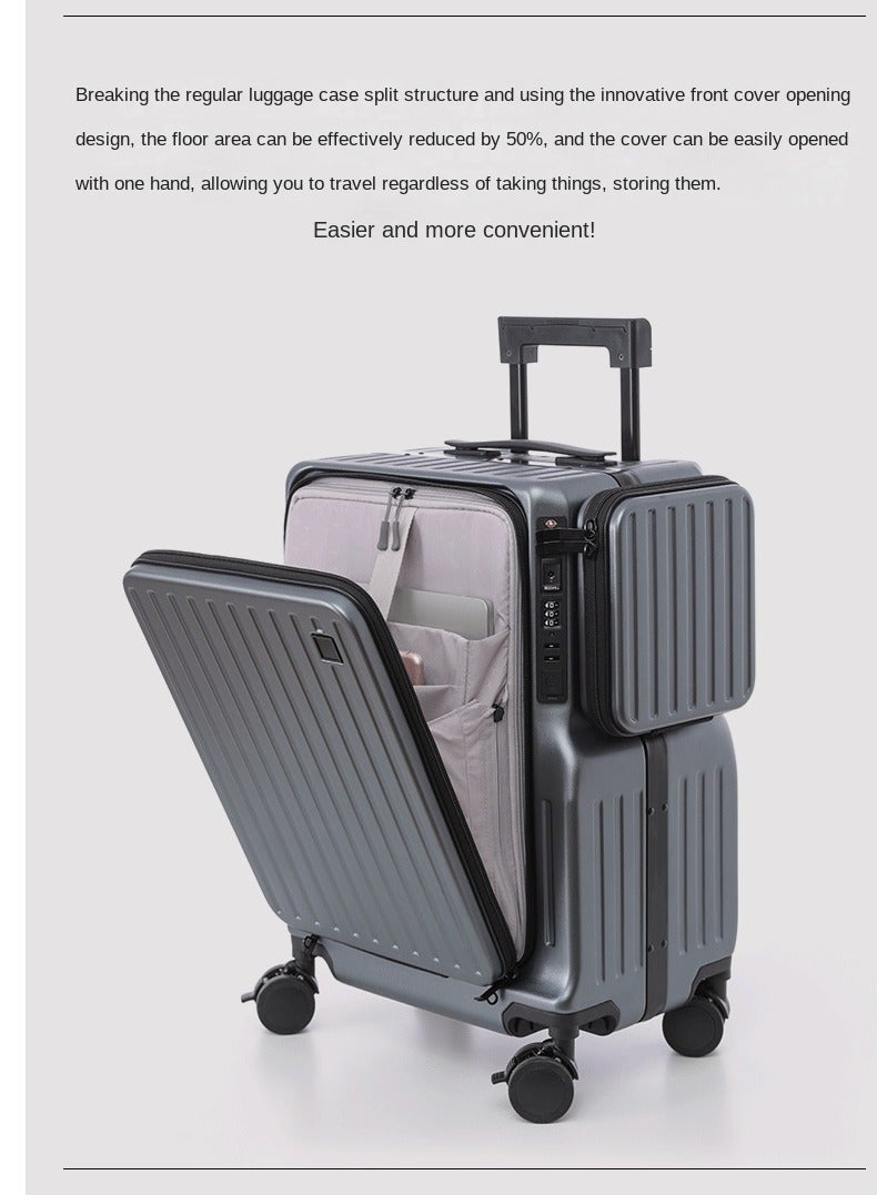 Skycare  Airline-Approved PC Carry-On Luggage - Lightweight Hardside Spinner Suitcase with TSA Lock, USB Charging, Front Pocket, and Cup Holder - Image 4