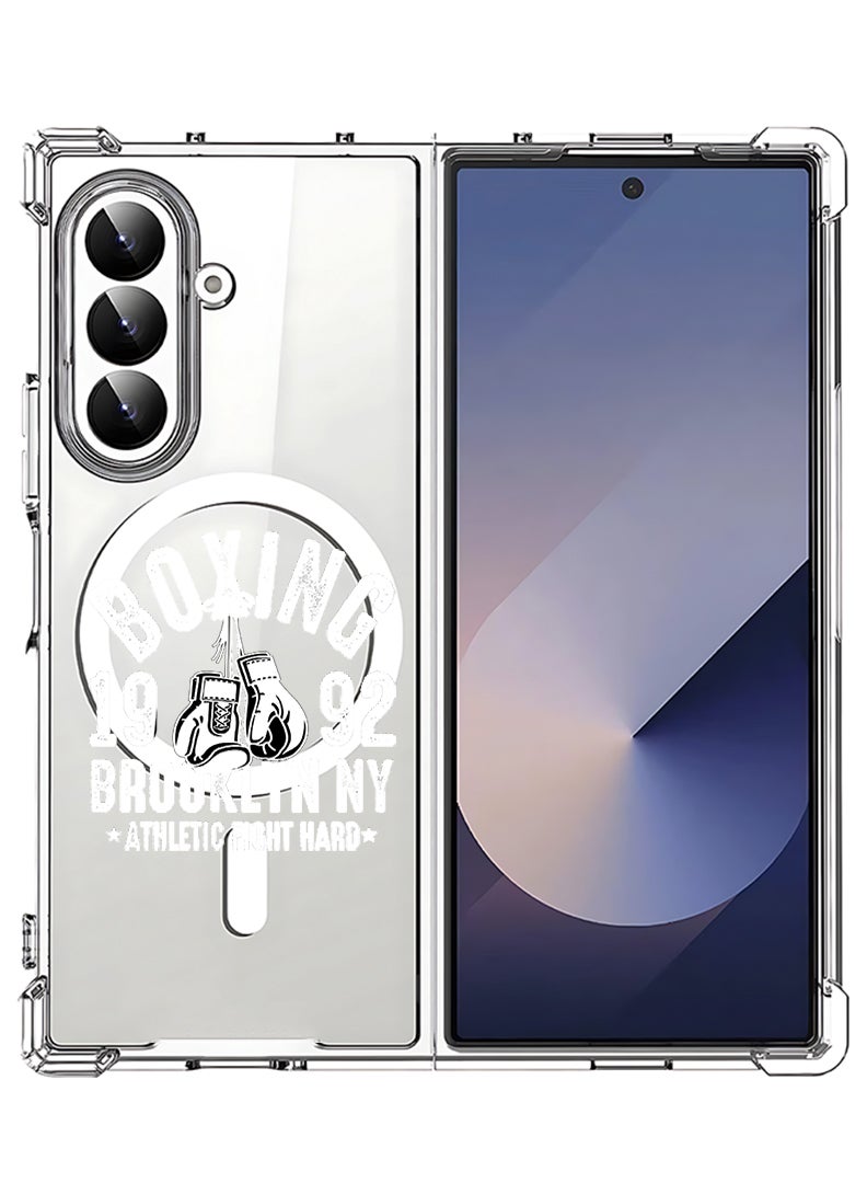 Theodor Magnetic Case for Samsung Galaxy Z Fold 7 Compatible with MagSafe Wireless Charging, Shockproof Phone Bumper Cover Boxing Brooklyn - White - Image 1