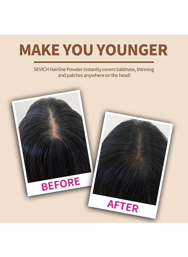 Sevich Instantly Hairline Shadow - Hairline Powder, Quick Cover Grey Hair Root Concealer, Eyebrows & Beard Line, Touch Up for Thinning Grey Hairline, Windproof&Sweatproof, Dark Brown - Image 2