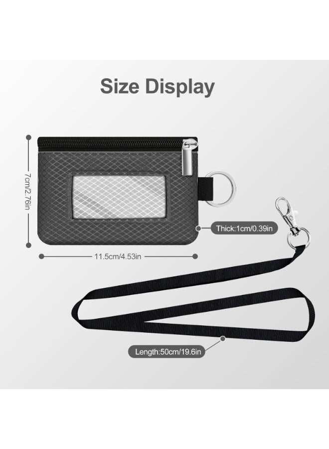 Minimalist RFID BloMinimalist RFID Blocking Small Wallet with ID Window,WaterResistant Zip Id Case Wallet with Lanyard Keychain for Cards,Cash,Travel,Women,Mencking - Image 5
