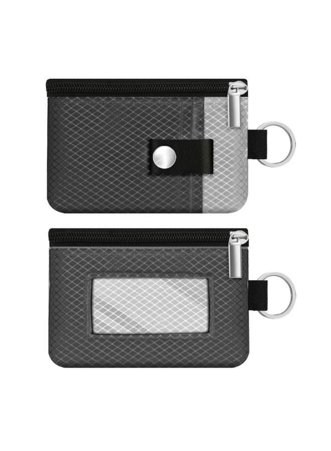 Minimalist RFID BloMinimalist RFID Blocking Small Wallet with ID Window,WaterResistant Zip Id Case Wallet with Lanyard Keychain for Cards,Cash,Travel,Women,Mencking - Image 3