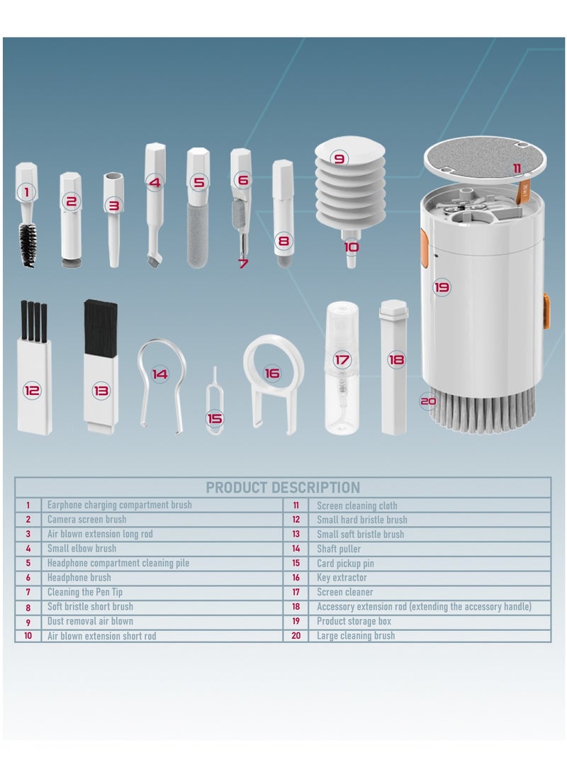 مجموعة تنظيف الأجهزة الإلكترونية 20 في 1 من موكسيدو أدوات تنظيف متعددة الوظائف لشاشة الكمبيوتر، ومنافذ الشحن، وعدسة الكاميرا، وسماعات الأذن، والهواتف المحمولة، ولوحة المفاتيح، وسماعات الرأس - pzsku/Z9A5F5E5A731BCB20EBC4Z/45/_/1713282299/5e9d4255-0b83-416d-9cd3-578d26a48115