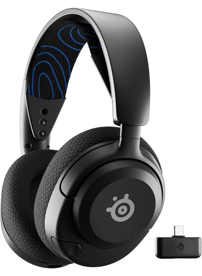 steelseries Arctis Nova 5P Wireless Headphones, 40mm Neodymium Drivers, ClearCast Gen 2.x, Retractable Boom, 360° Spatial Audio, Quick-Switch Wireless, Black / Blue | 61673 - Image 1