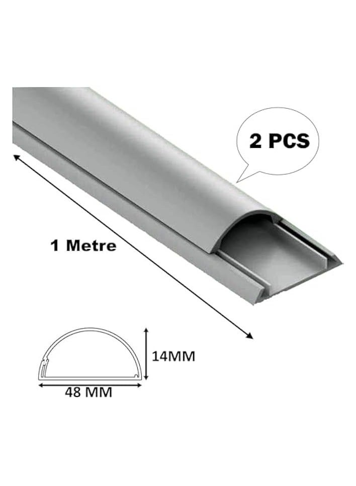 erorex 2PCS Grey 14x48mm PVC Floor Trunking with Self-Adhesive Red Sticker - Paintable Cable Management & On-Wall Wire Cover, 1 Meter  - Image 2