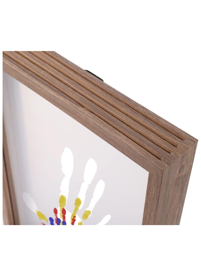Hihonor Family Handprint Kit, DIY Craft Keepsake Wooden Frame, Endless Gift Set, Non-Toxic Paints, Transparent Sheets (Brown) - Image 3