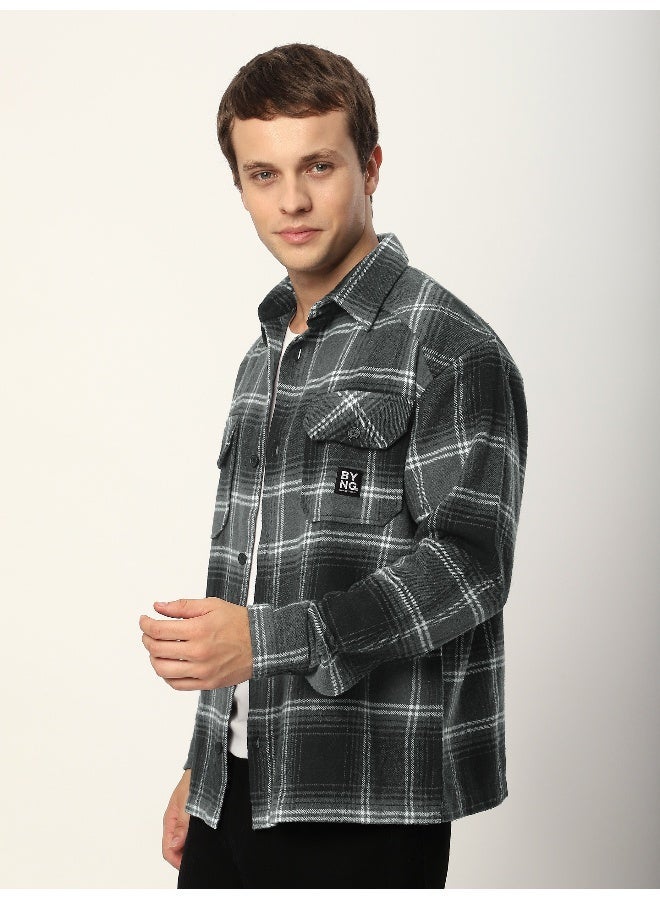 Beyoung Black Recycled Check Flannel Shirt - Image 5