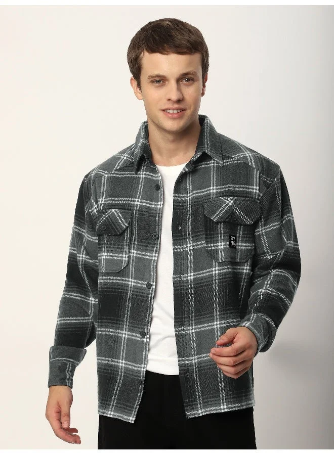 Beyoung Black Recycled Check Flannel Shirt