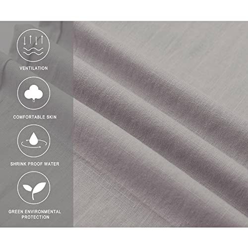 Janmid Men Casual Beach Trousers Linen Summer Pants (Dark Grey, S) - Image 5