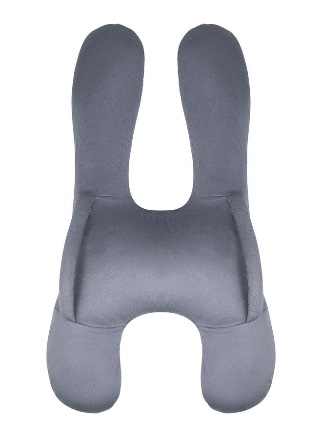 BEBAS H-Shaped Kids Travel Pillow for Car Travel Accessories for Children - Soft Breathable Supports Neck Head for Sleeping - Adjustable Strap for Airplane Long Road Trip (Grey) - Image 1