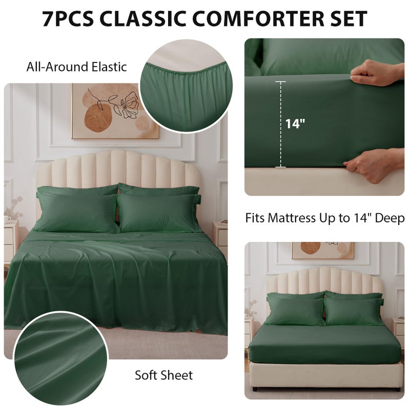 Velorose Queen Comforter Set Emerald Green - Bed in a Bag Queen Size 7 Pieces, Soft Bedding Set for All Seasons, Christmas Premium Queen Comforter Set with Comforter, Sheets, Pillowcases & Shams - Image 3