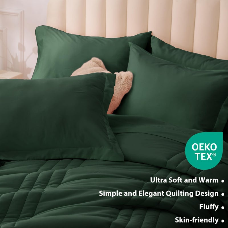 Velorose Queen Comforter Set Emerald Green - Bed in a Bag Queen Size 7 Pieces, Soft Bedding Set for All Seasons, Christmas Premium Queen Comforter Set with Comforter, Sheets, Pillowcases & Shams - Image 5