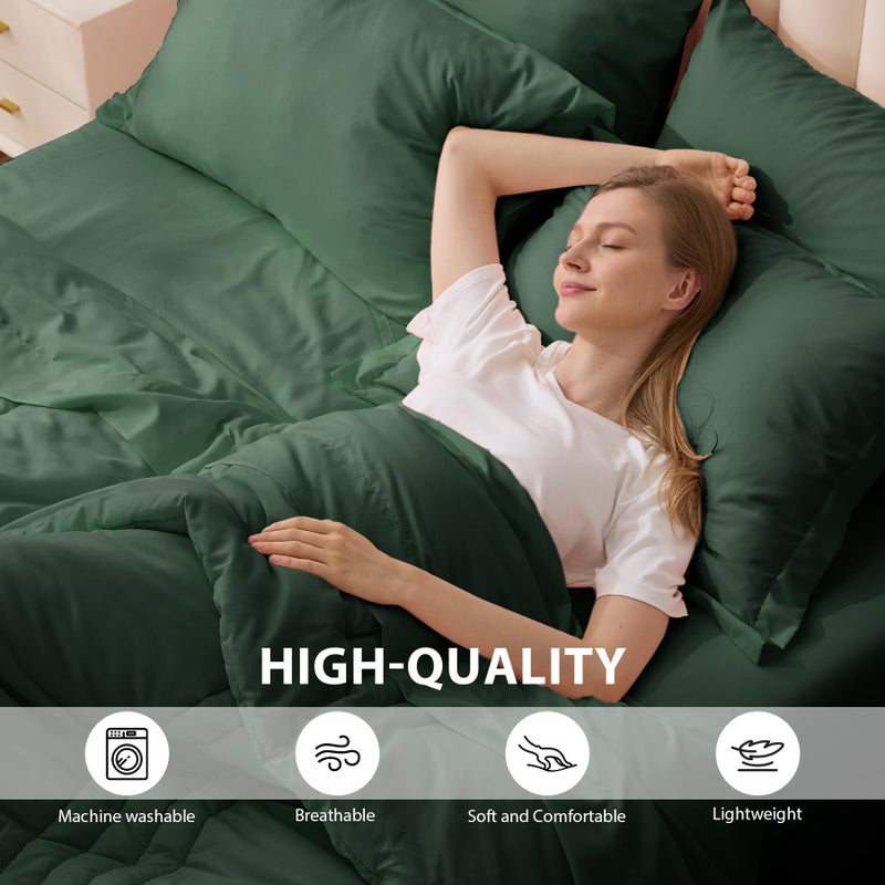 Velorose Queen Comforter Set Emerald Green - Bed in a Bag Queen Size 7 Pieces, Soft Bedding Set for All Seasons, Christmas Premium Queen Comforter Set with Comforter, Sheets, Pillowcases & Shams - Image 4