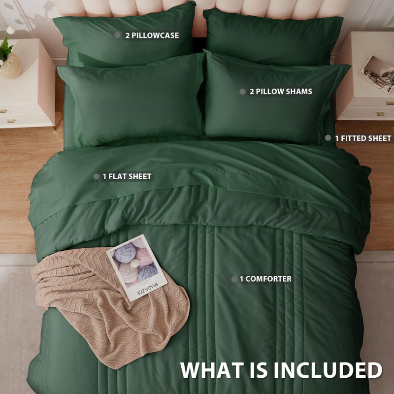 Velorose Queen Comforter Set Emerald Green - Bed in a Bag Queen Size 7 Pieces, Soft Bedding Set for All Seasons, Christmas Premium Queen Comforter Set with Comforter, Sheets, Pillowcases & Shams - Image 2
