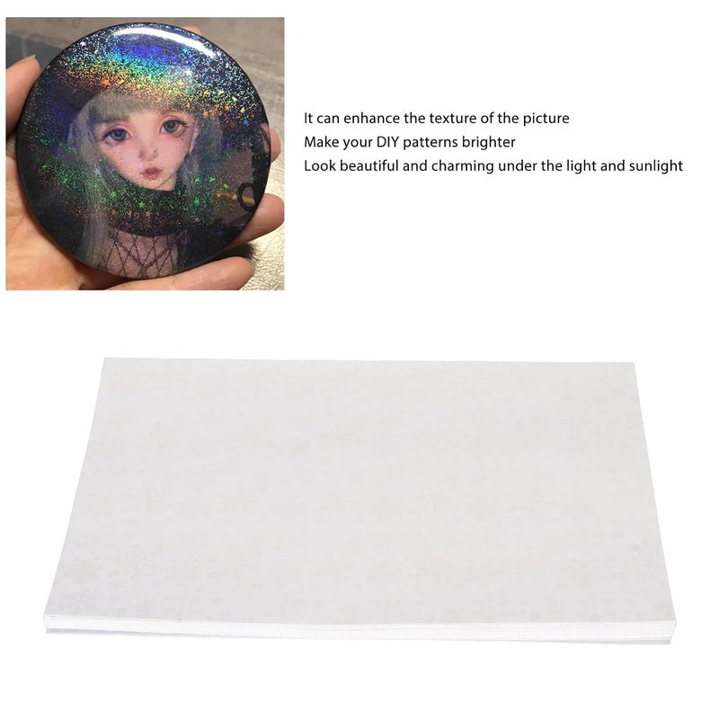 A4 Holographic Cold Laminate Sheet, Self Adhesive Laminating Sheets, Cuttable Cold Laminating Film for DIY Projects, Enhance Texture with 50 Sheets BOPP Material for Bad (Snowflake Film) - Image 5