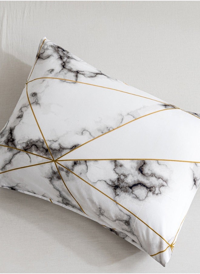 LUNA Home - Bedding Set Without Filler Various Sizes (Comforter Cover Set) Marble Design White And Black - Image 1