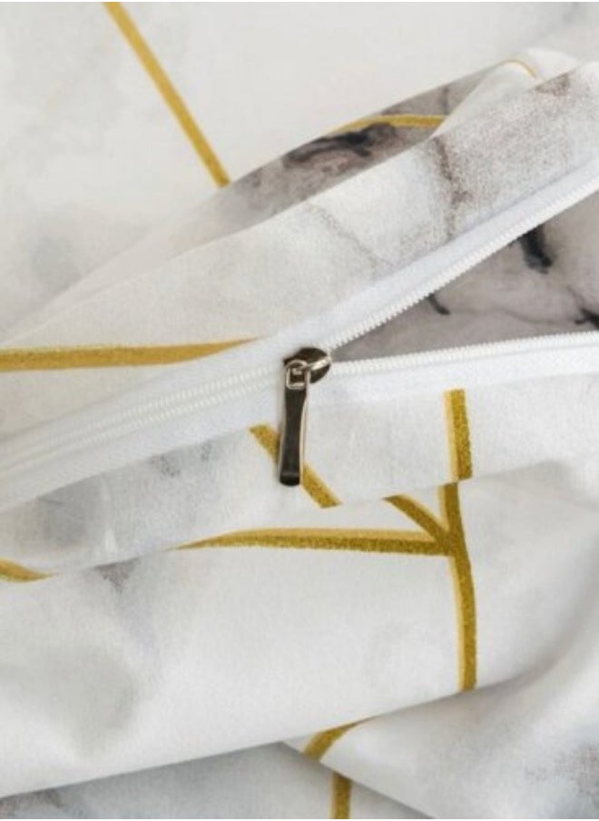LUNA Home - Bedding Set Without Filler Various Sizes (Comforter Cover Set) Marble Design White And Black - Image 1