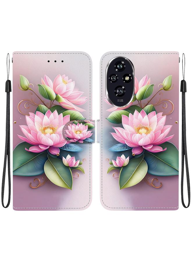 اس-توب جراب هاتف جلدي برسومات ملونة وملمس كريستالي لهاتف Honor 200 5G - Image 1