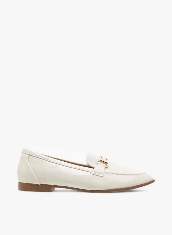 Celeste Women's Metallic Pointed Toe Loafers with Metal Accent