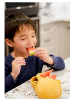 melii Melii Silicone Bowl with Lid & Utensils - Brown Bear  - Image 3