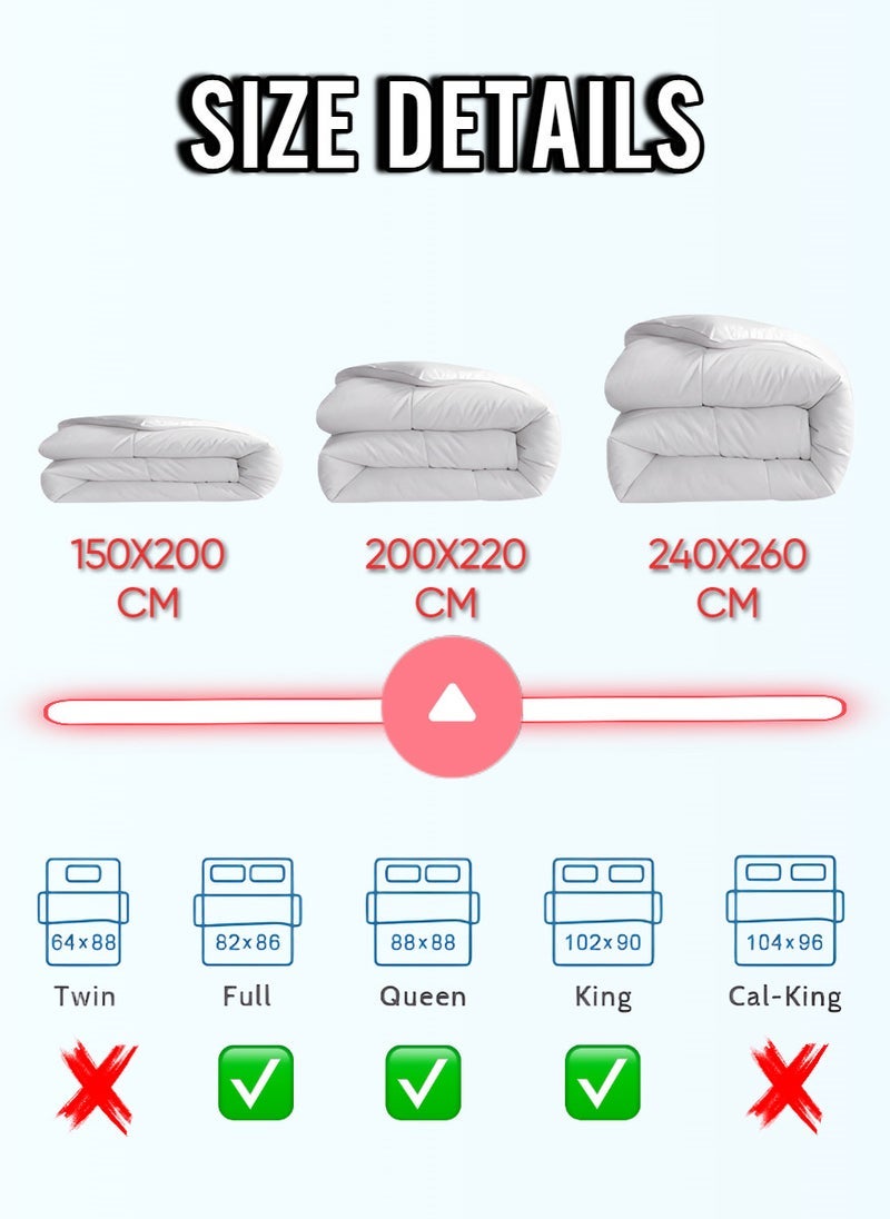 Blueberry Luxury Down Alternative Duvet Insert King Size Cotton White 200x220cm - Image 5