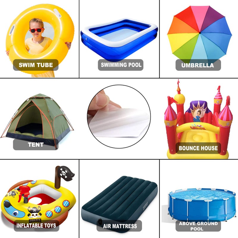 10Leccion 20 Pack of TPU Pool Patch Repair Kit for Air Mattress, Swimming Pool, Bounce House, Tent, Canvas, Canopy, Floats, Tubes Bed and Inflatable Toys with 2 Pieces Plastic Deflate Tubing - Image 2
