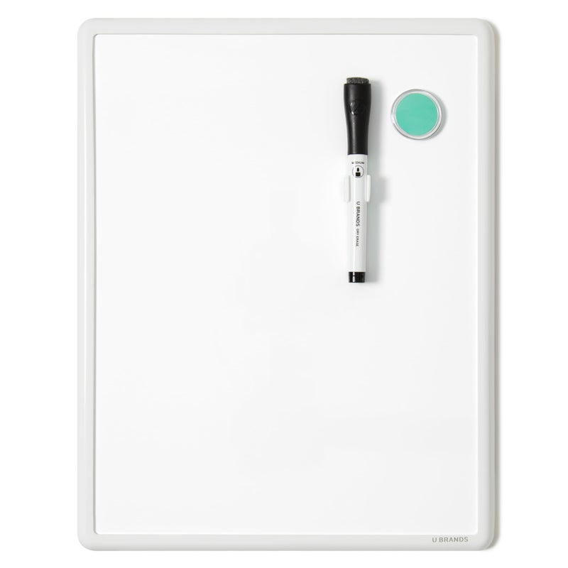U Brands Contempo Magnetic Dry Erase Board White Board, 11" x 14", White Modern Frame, Includes Magnet and Marker - Image 1