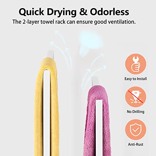 BTY Freestanding Towel Racks for Bathroom 2 Tier Hand Towel Drying Rack Metal Blanket Towel Holder Stand for Bedroom Indoor Outdoor Pool Small Blanket Rack (Matte White) - Image 4