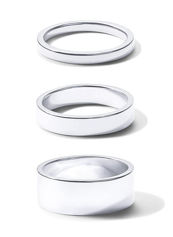 PAVOI Rhodium Plated Three Stackable Rings Set for Women - Set of 3 Wide Stacking Ring Pack - Gold Statement Jewelry, Size 10 - Image 3